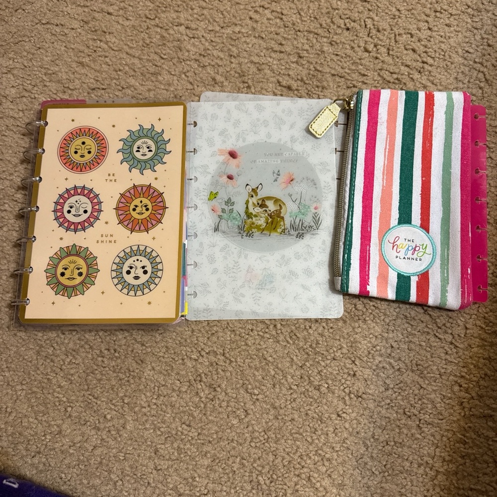 The Happy Planner Sunburst Notebook and Striped Pouch